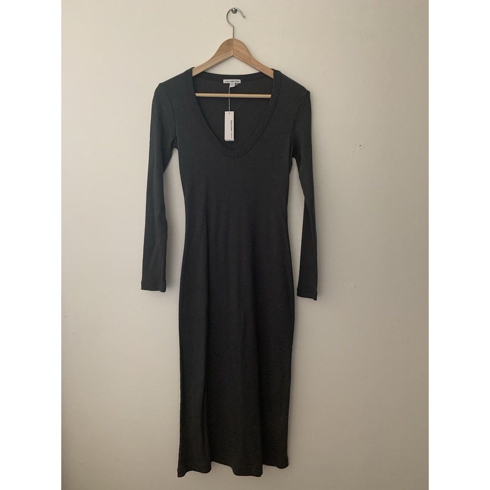 NWT Standard James Perse 100%‎ Cotton Dress Sz 2 Gray Maxi Long Sleeve Bodycon